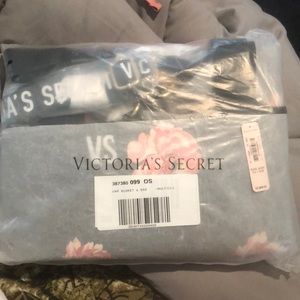 Victoria secret floral tote and striped blanket